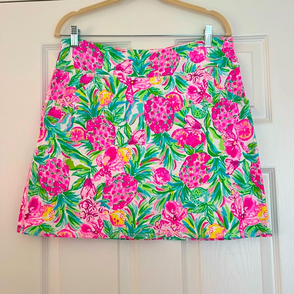 Lilly Pulitzer Pink Green Tropical Pineapple Skort Luxletic Maryana Skort